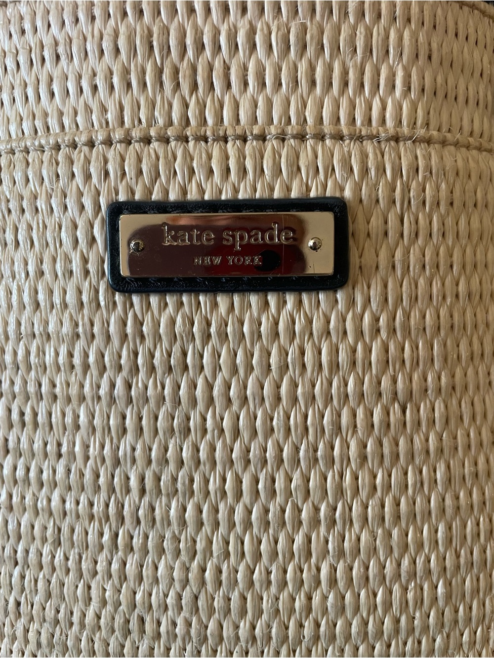 Kate Spade Straw and Black Leather Satchel Crossbody Bag - Picture 4 of 5